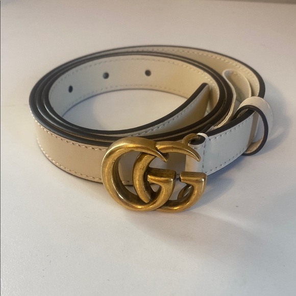 Gucci Gold Cream Belt with Iconic GG Buckle - Picture 1 of 1